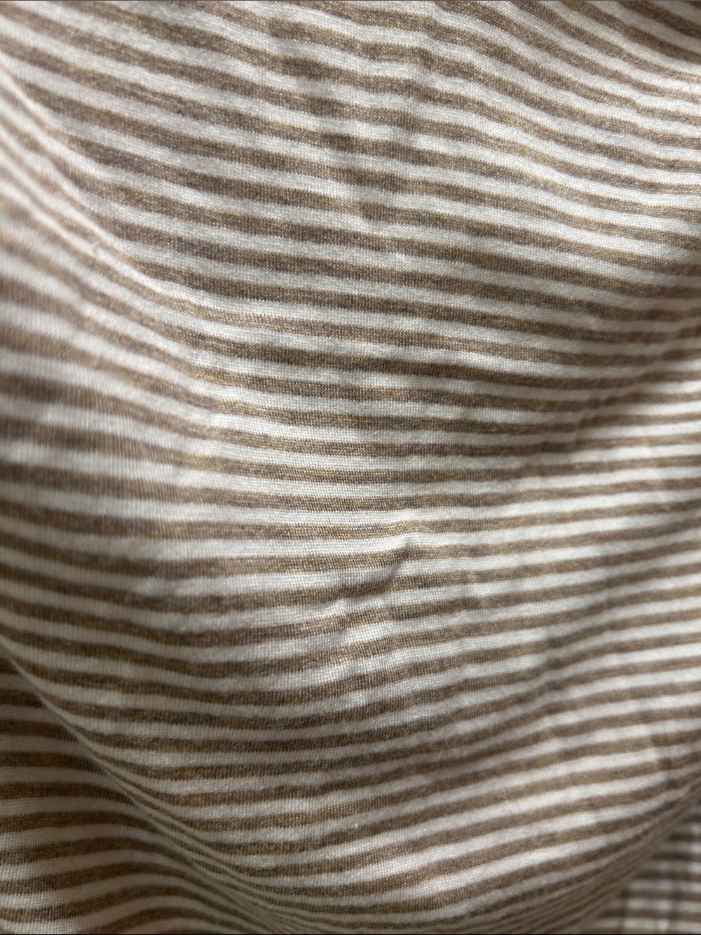 Max Studio Taupe and White Striped Cowl-Neck Short Sleeve Top - Picture 7 of 8